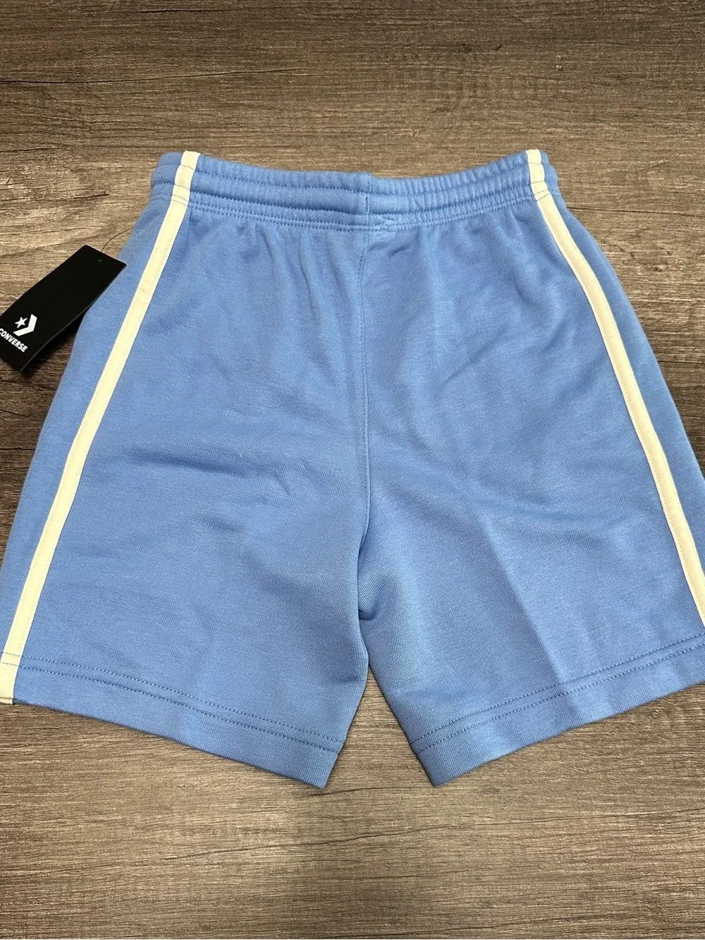 Converse Light Blue Kids Shorts with Cream Side Stripes
